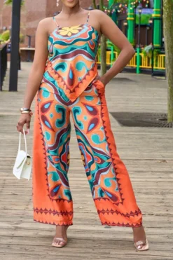 Tribal Print Stylish Irregular Pant Suit