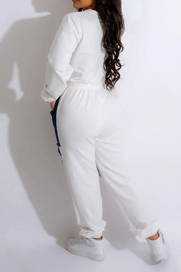 Applique Patchwork Sporty Drawstring Pant Suit 2 Applique Patchwork Sporty Drawstring Pant Suit - Image 2