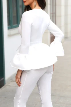 Solid Color Romantic Peplum Pant Suit 7 Solid Color Romantic Peplum Pant Suit -Prettytina H23072154 WH 4