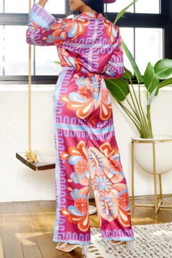 Tribal Print Patchwork Laid Back Pant Suit -Prettytina H23080750 RE 3