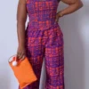 Graphic Print Chic Bandeau Pant Suit