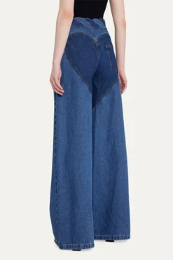 Metal Decor Twist Knot Patchwork Feminine Cutout Jeans -Prettytina H23080917 BL 3