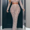 Crystal Glitter Striking See-Through Dress Suit