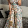Paisley Print Glamorous Pleated Detail Wide Leg Jumpsuit