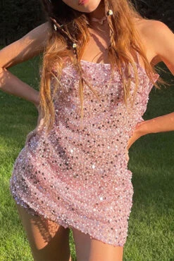 Tulle Ruffle Patchwork Rocking Sequined Mini Dress 9 Tulle Ruffle Patchwork Rocking Sequined Mini Dress -Prettytina H23081495 PI 4