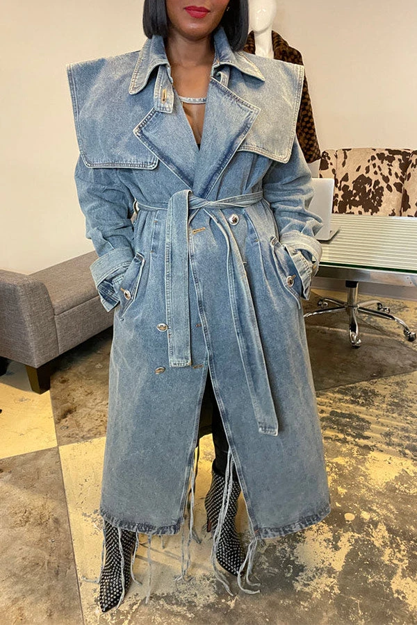 Denim On-trend Denim Overcoat With Belt 1 Denim On-trend Denim Overcoat With Belt