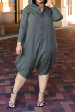 Solid Color Relaxed Button Thru Harem Jumpsuit -Prettytina HP2304125 AG 4 6997a8ac ae65 432d ad0d 61cbc14dc3f0