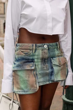 Gradient Punk Multi Pocket Denim Skirt