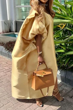 Solid Color Glamorous High Split Maxi Dress -Prettytina HP2306077 YE 4