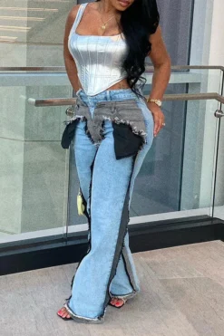 Hit Color Patchwork Hippy Tassel Jeans -Prettytina HP2307121 BL 6