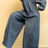 O-ring Design Cutout Cool Wide Leg Denim Jumpsuit