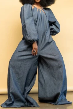 O-ring Design Cutout Cool Wide Leg Denim Jumpsuit 5 O-ring Design Cutout Cool Wide Leg Denim Jumpsuit -Prettytina HP2308074 BL 3