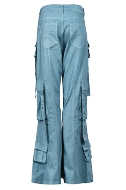 Solid Color Classic Multi Pocket Bell Bottoms Jeans -Prettytina HP2308233 LB 3