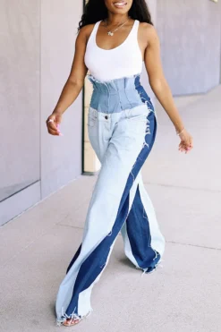 Patchwork High Waist Unique Wide-legged Jeans 13 Patchwork High Waist Unique Wide-legged Jeans -Prettytina ad62da1a9c6302981ecf572f8c1fa75f 47744424 a3af 4edf ab58 c69a481ea701